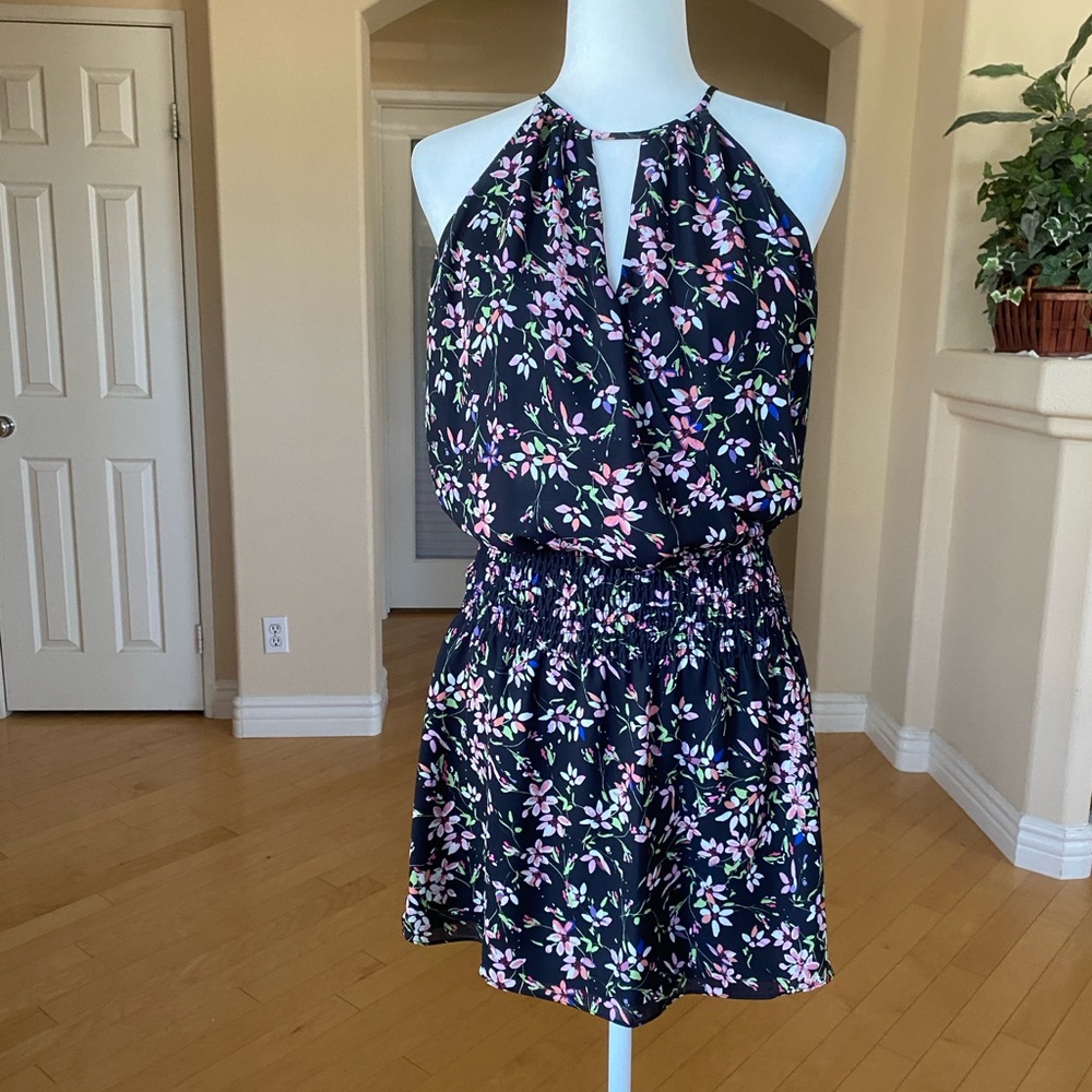 Parker Black Floral Halter Dress Key Hole